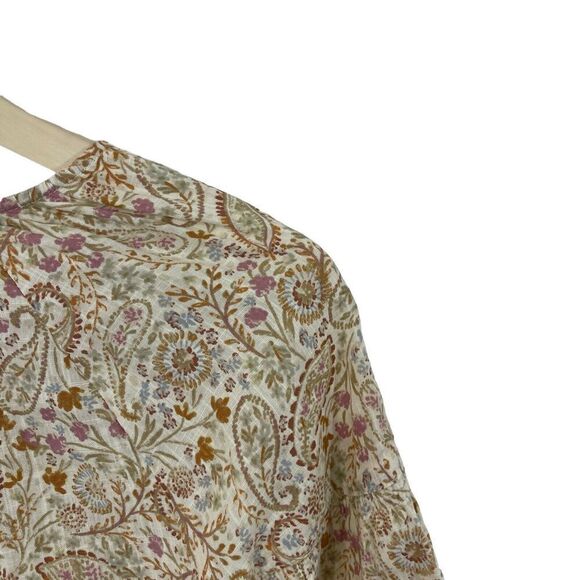 ANA A New Approach X-Small Peasant Botanical Top Boho V-Neck Cotton Rayon Womens - Picture 12 of 15